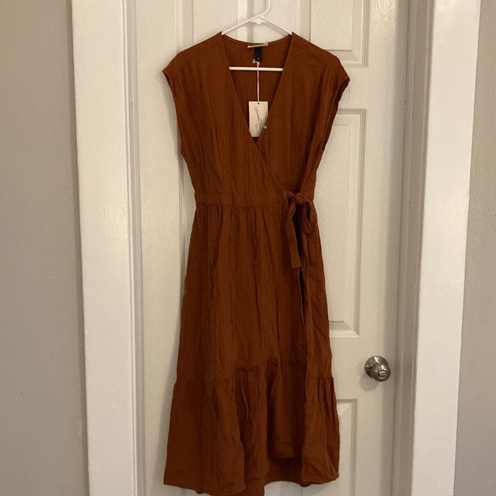 Rust colored wrap dress